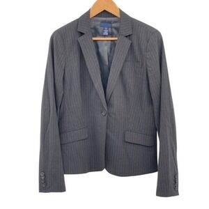 J. Crew Blazer Suit Jacket Women Size 12 Charcoal‎ Gray Pin Striped Wool Blend